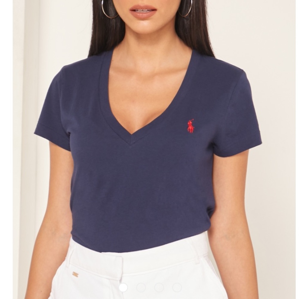 🆕 Ralph Lauren Peach V-Neck T-Shirt 👚🍑 - Picture 8 of 9